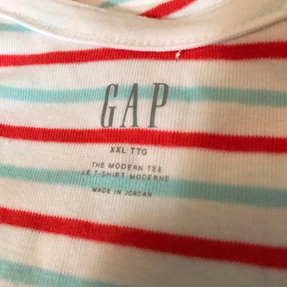 Gap Modern Tee in Blue and Red Stripes. XXL. - Picture 3 of 9